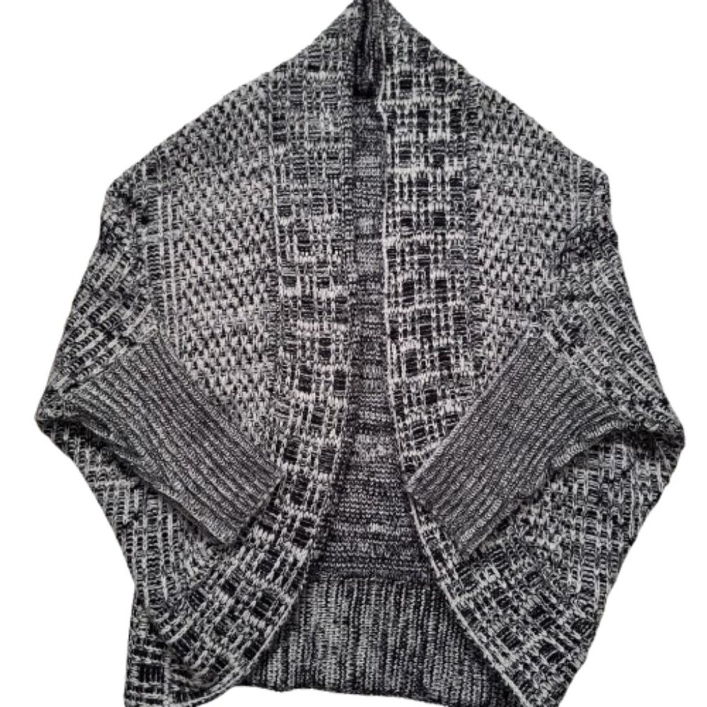 Dex Black and White Wool Blend Knit Cardigan